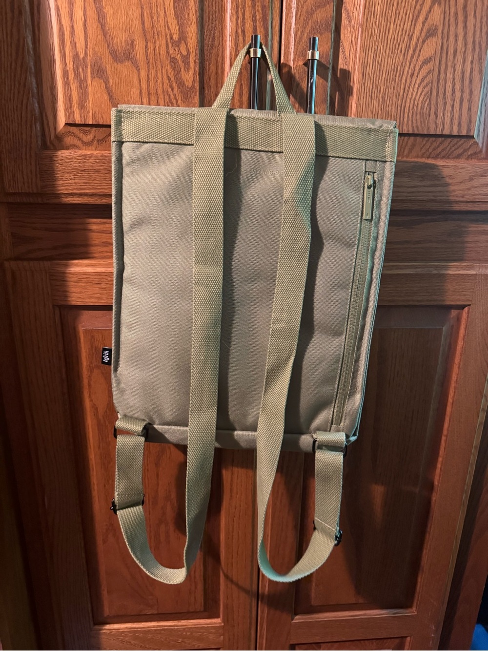 Lefrik Olive Green Canvas Roll-Top Backpack - Picture 3 of 4